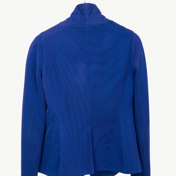 Giorgio Armani Cobalt-Blue Ribbed-Knit Blazer - Picture 2 of 11